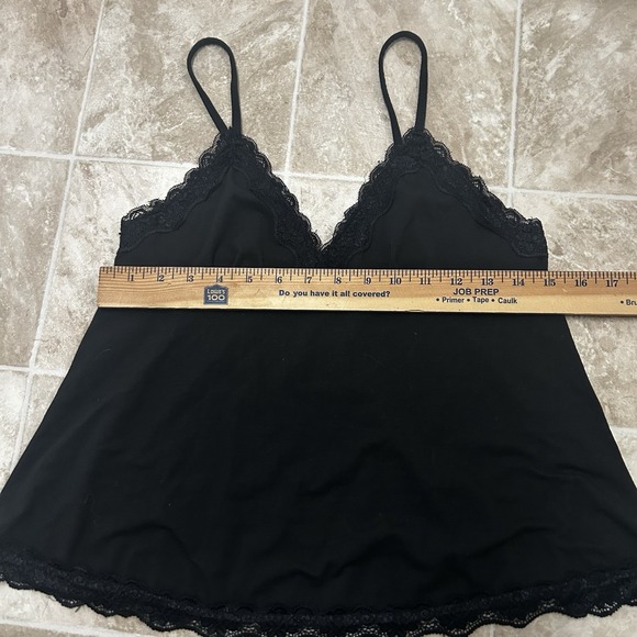 Y2K Lace Trim Babydoll Top Size M Black Romantic Sexy Feminine Cami Tank Top - Picture 4 of 6